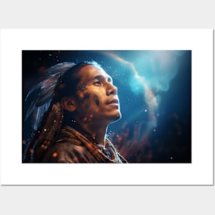 Native Indian Warrior Spirit Fantastic Cosmic Magical Posters and Art